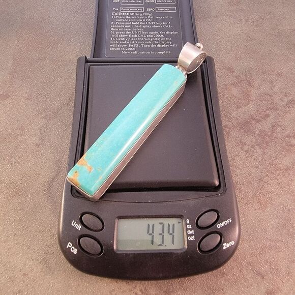 David Troutman Silver Creations Long Blue Turquoise Statement Pendant - Picture 8 of 8